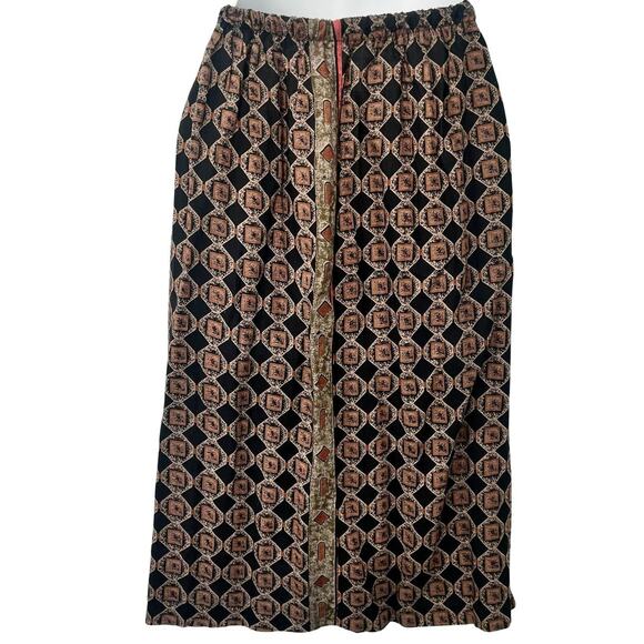 Vintage Brown Red Geometric Button Up Short Sleeve Top Skirt Suit Set size M - Picture 15 of 16